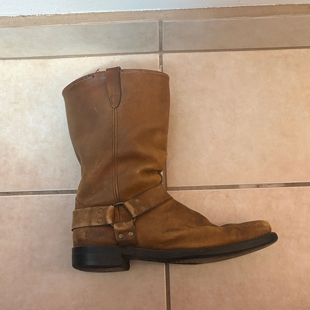 Men's Brown Leather Harness Boots